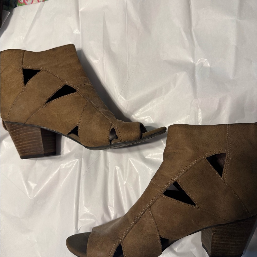 Franco Sarto Brown Women's Peep-Toe Ankle Boots